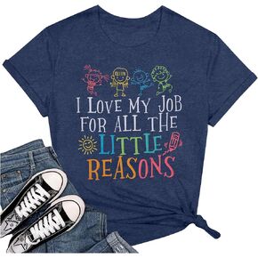 MOUSYA Teacher Shirts Women Preschool Teacher Shirt I Love My Job for All The Little Reasons Tee Funny Teaching Tops in Kuwait