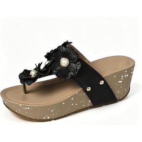 Women'S 3D Floral Wedge Flip-Flops With Studded Comfortable Lightweight Orthopedic Arch Support Slip-On Platform Thong Beach Boho Walking Sandals For Daily Leisure Vacations in Kuwait