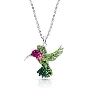 Hummingbird Necklace for Women, Sterling Silver Humming Bird Necklaces Hypoallergenic Funny Charm Pendant Colorful Blue Purple Green Animal Trendy Jewelry in Saudi Arabia