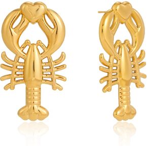 Jinmora Lobster Stud Earrings for Women 14K Gold Plated Stainless Steel Cute Heart Claw Ocean Animal Lobster Earrings for Women Beach Vacation Jewelry Gifts in Saudi Arabia