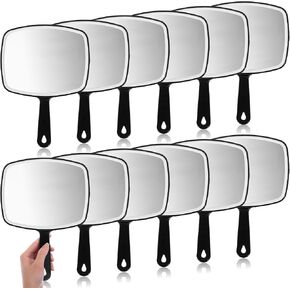 12 Pcs 7.4"x10.4" Handheld Mirrors with Handle Black Portable Makeup Mirror for Salon Home Travel Vanity, Wall Mount Cosmetic Mirror in Saudi Arabia