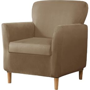 Stretch Banquet Armchair Slipcover, Velvet Soft Chair Cover with Anti-Slip Straps, Chair/Seat/Ottoman Covers for Living Room (Purple,Ottoman Square S) in Saudi Arabia