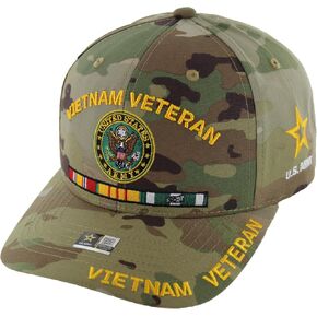 Officially Licensed U.S. Army Military Vietnam Veteran Baseball Cap - Patriotic Army Embroidered U.S. Flag Premium Quality Adjustable Hook-and-Loop Closure Hat in Saudi Arabia