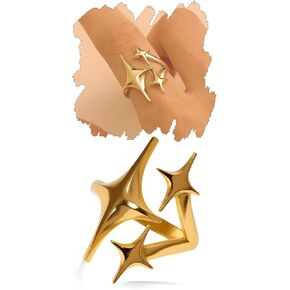 Gold Star Rings for Women Men Silver Adjustable Stainless Steel Star Rings Starsky Y2k Stars Open Ring in Saudi Arabia