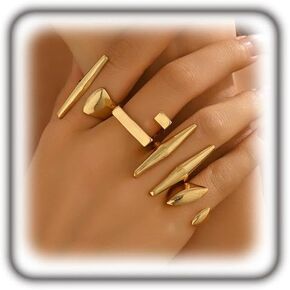 4Pcs Gold Chunky Open Metal Knuckle Rings Set for Women, Y2k Stackable Geometric Joint Rings Minimalist Alt Statement Jewelry Punk Concert Party in Saudi Arabia