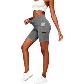 Women's Tummy Control Shorts with Pockets High Waist Workout Yoga Shorts in Saudi Arabia