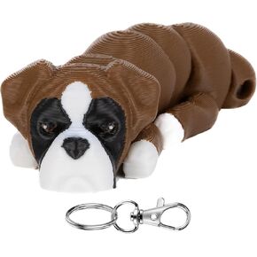 3D Printed Boxer Dog Keychain - 3D Printed Articulating Fidget Keychain - Cute Dog Gift - Metal Lobster Clasp in Kuwait