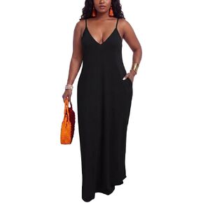 PerZeal Women's Summer Casual Maxi Dresses Sexy Floor Length V-Neck Spaghetti Strap Sleeveless Colorful Sundresses Plus Size in Saudi Arabia