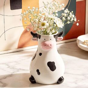 Potchen Ceramic Animal Vase Funny Animals Planter Unique Flower Pot for Table Decoration Living Room Kitchen Shelf Farmhouse Modern Rustic Animal Decor for Lovers(Cow) in Saudi Arabia