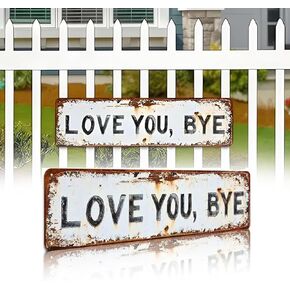 Love You Bye Metal Sign, Love You More Wall Decor | Wall Art Decor for Farmhouse Kitchen, Hallway & Home Bar | 16x4 Inch Distressed Vintage Metal Rustic Farmhouse Plaque for Homeowners in Saudi Arabia