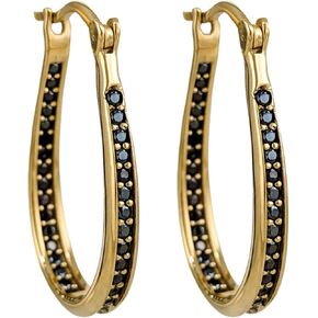 Black Spinel Hoop Earrings – Slim Oval Hoops in Saudi Arabia