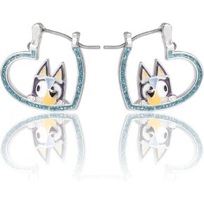 Bluey Heart Hoop Earrings Official License, Silver Flash-Plated with Enamel Bluey Pendant in Saudi Arabia