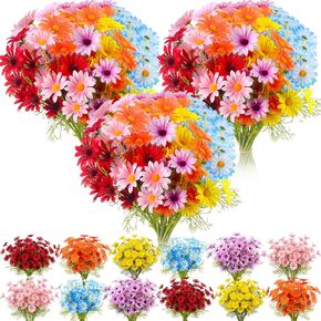 Giegxin 100 Pcs Artificial Daisy Flowers Bulk Realistic Fake Daisies Faux Wildflower Daisy UV Resistant Silk Fake Flowers Plants for Outside Wedding Garden Home Table Decor (White) in Saudi Arabia