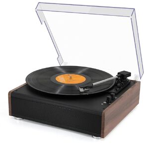 Vinyl Record Player Bluetooth Wireless Turntable with Built-in Speakers High Fidelity and 3 Speed Belt-Driven Vintage Phonograph Record Player with Magnetic Cartridge, RCA Out, Aux in, Headphone Jack in Kuwait