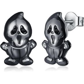 Ghost Stud Earrings 925 Sterling Silver Spooky Scream Ghost Earrings Halloween Jewelry Gifts for Women in Saudi Arabia