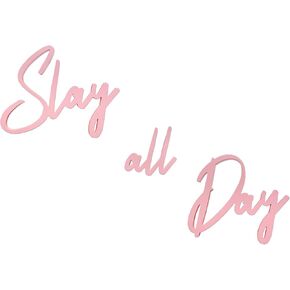 Slagindeco Full Color Lacquered Slay All Day Teen Girl Room Decor - 16.5 Inches x 7.1 Inches, Preppy & Aesthetic Decor for Girls' Rooms & Dorms (Pink) in Saudi Arabia