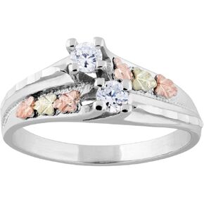 Black Hills Silver Synthetic White Cubic Zirconia Two Stone Ring in Saudi Arabia