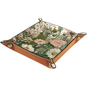 NEWzone Flower Vintage Valet Tray for Men Women, Nightstand Organizer Vanity Catchall Holder for Dresser Desk Storage Bedside, Jewelry Key Bowl Coin Watches Entryway Tray in Saudi Arabia