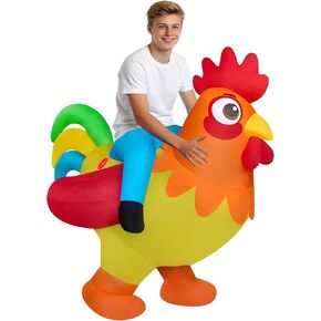 Funny Ride On Chicken Inflatable Costume Rooster Riding Adult Blow Up Suit Outfit for Halloween,Christmas,Mardi Gras Easter,Carnival Parade in Saudi Arabia