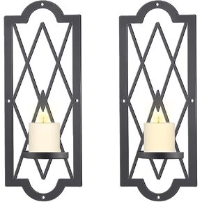OYEFLY 2 Pcs Metal Candle Sconce,Rustic Wall Candle Sconces (Black) in Saudi Arabia