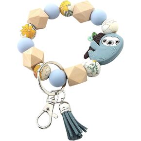 Silicone Beaded Wrist Keychain Women's Wallets Round Beads Key Wristlet Cute Tassels Bracelet for Car Purse Charms in Saudi Arabia