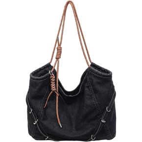 Denim Tote Bags for Women Blue Jean Purse Denim Handbag Large Capacity Jean Shoulder Bag in Saudi Arabia