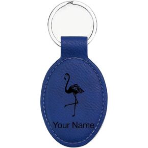 LaserGram Oval Keychain, Flamingo, Personalized Engraving Included in Saudi Arabia