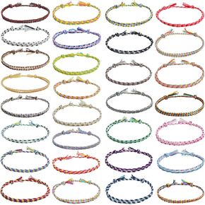 30 Pcs Woven Wrap Friendship Bracelets, Handmade Adjustable String Bracelets for Women Men, Summer Surfer Cotton Rope Bracelet Wrap Friendship Bracelets Bulk Boho Ankle Bracelets Party Favors in Kuwait