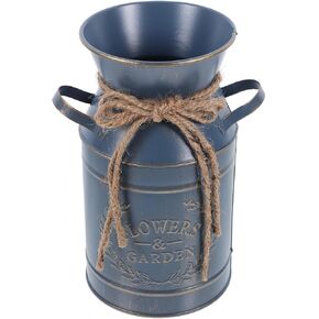 Cabilock Vintage Galvanized Metal Milk Pot Vase with Handles Rustic Flower Bucket for Dried Flowers Succulents Home Decor 7.5 Inch in Saudi Arabia
