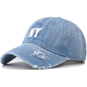 Denim Dad Hat Vintage Washed New York Baseball Cap with Embroidery, Distressed Unisex Cap for Streetwear & Outdoor in Saudi Arabia