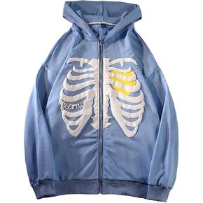 Skeleton Zip Up Hoodie Y2k Skeleton Sweatshirt Jacket Streetwear Hoodies for Men Women Thoracic Heart Skull Hoodie in Saudi Arabia