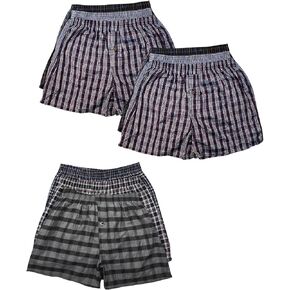 100% Cotton Mens Boxers,Random Mixed Color Woven Relaxed Fit Underwear Menswear with Button Fly Pouch Elastic Waist in Saudi Arabia