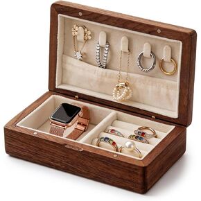 Small Wooden Jewelry Box | Versatile Mens Jewelry Box with Earring & Ring Organizer for Travel & Vanity Display in Saudi Arabia