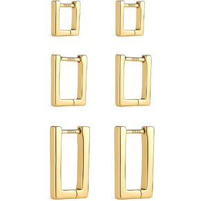 Gold Hoop Earrings for Women: 3 Pairs Small Huggie Earring Set Fashion Lightweight Jewelry Gift in Saudi Arabia