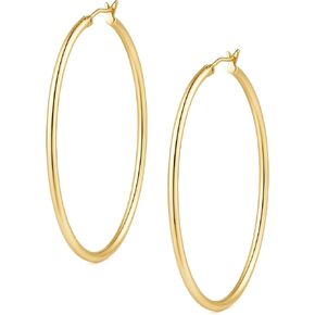 ENROSE Gold Hoop Earrings 14K Gold Earrings for Women 14K Gold Hoop Earrings for Womens Hoops Smooth Lines and Quiet Shine Hoops Earring for Womens 14/16/18/20/25/30/35/40/45/50mm in Saudi Arabia