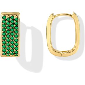 14K Gold Plated CZ Huggie Hoop Earrings for Women, Chunky Birthstone Cubic Zirconia Hypoallergenic Small Hoops Trendy Jewelry Gifts in Saudi Arabia