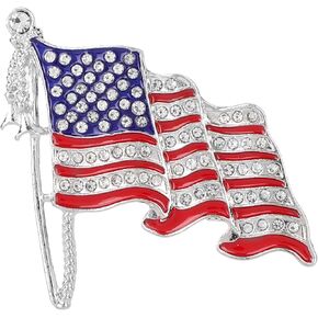 American Flag Brooch Lapel Pin for Woman, Zinc Alloy Waving USA Flag Pins with Sparkling Rhinestone Patriotic Jewelry for Hats Backpacks Jackets Suits in Kuwait