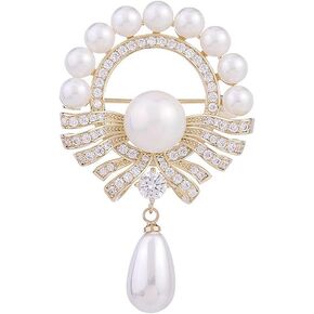 14K Gold Camellia Flower Brooch Pin, Handcrafted with Natural Freshwater Pearl & Freshwater Pearl, Elegant Vintage Chinese Style for Women, Perfect for Traditional Celebrations, Premium Jewelry Gift in Saudi Arabia