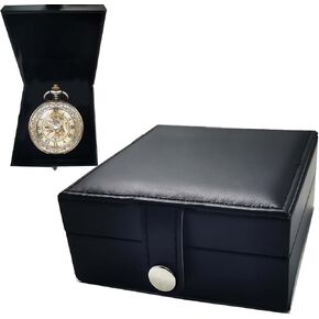 Box For Pocket Watches Portable Single Pocket Watch Case Display for Men Black (PU Leather Box Only, Not Including The Pocket Watch) in Saudi Arabia
