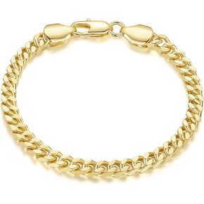 14K Gold Bracelets for Women Men Bracelet Dense Cuban Link Gold Chain Dainty Gold Bracelets Gifts for Women 6.5/7/7.5/8/9 in in Saudi Arabia