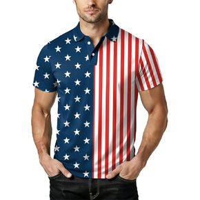 4th of July Polo Shirts for Men USA Golf Polo T Shirt American Flag Short Sleeve Shirts Patriotic Tee Tops in Saudi Arabia