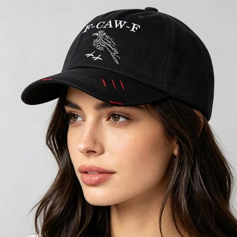 F-Caw-F Crow Hat,Adjustable Vintage Raven Embroidered Baseball Cap,for Men and Women in Saudi Arabia