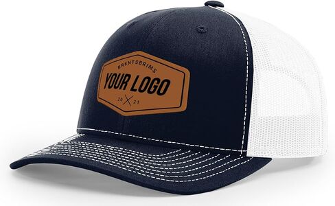 Custom Trucker Hat with Leather Patch - Personalized Richardson 112 Cap with Logo or Text - Business Gifts for Men and Women in Saudi Arabia