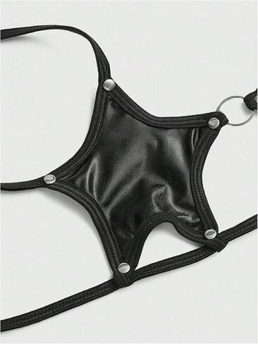 SweatyRocks المرأة Y2k Punk PU جلد نجمة الرسن الأعلى Strappy التفاف حول المحاصيل قمم Bralette in Kuwait
