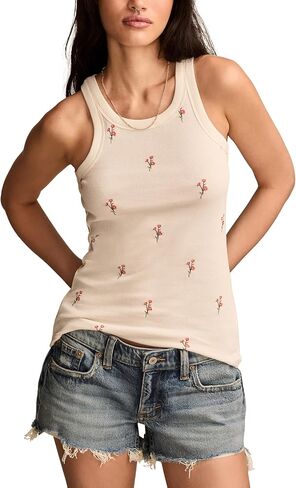 Lucky Brand Women's Ribbed Essential Embroidered Tank in Saudi Arabia