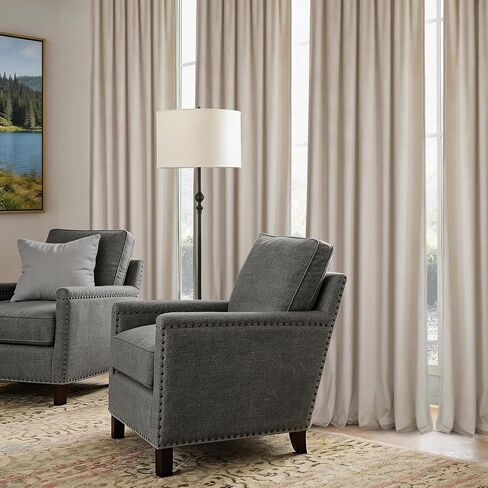 HIG Beige Velvet Curtains 84 Inches, Room Darkening Drapes with Handmade Bow Tie Pearl Tabs for Living Room, Thermal Insulated Window Treatment for Bedroom, W52 x L84 inch, 2 Panels in Saudi Arabia