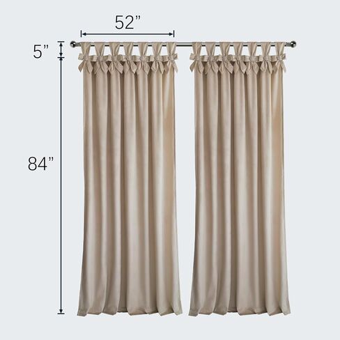 HIG Beige Velvet Curtains 84 Inches, Room Darkening Drapes with Handmade Bow Tie Pearl Tabs for Living Room, Thermal Insulated Window Treatment for Bedroom, W52 x L84 inch, 2 Panels in Saudi Arabia