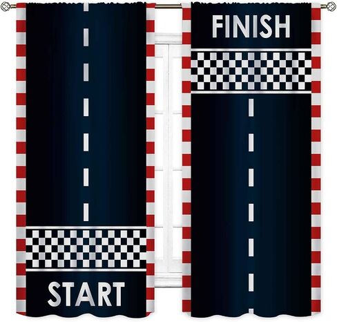 Kids Boys Race Car Curtains, Extreme Sports Car Raing Theme Cool Game Blackout Gray Window Drapes Treatments for Teens Men Bedroom Living Room Nursery Playroom Decor 2 Panels Set, 42"x45" Inch in Kuwait