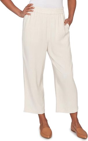 Alfred Dunner Women's Linen Elastic Waist Ankle Pant in Kuwait