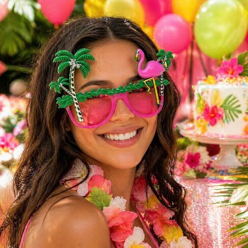 4Pcs Flamingo Party Glasses Tropical Luau Sunglasses Pink Hawaiian Eyewear Props for Women Men Plastic Beach Pool Photo Booth Accessory for Summer Dance Birthday Costume in Kuwait